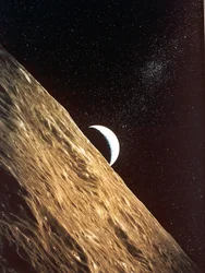 Jorduppgången sett från månens yta: Apollo Mission 1969. NASA-fotografi